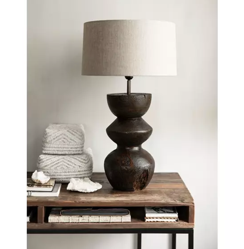 MUST Living Table lamp Bubble BLACK,66xØ40 cm, linen natural shade